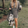 Cozy Memories Sweater Dress In Charcoal Image - 1