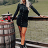 Country Roads Ruched Dress In Black Image - 1