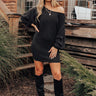 Coziest Home Knit Dress In Black Image - 1
