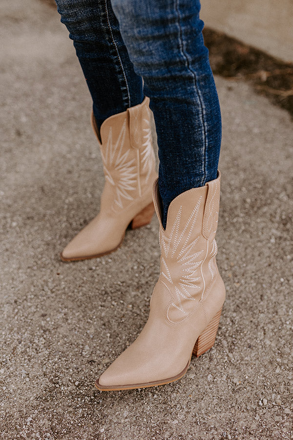 The Beau Faux Leather Cowboy Boot In Tan Image - 1