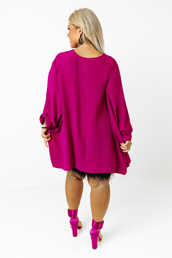 Press Room Shift Top In Fuchsia Curves Image - 5