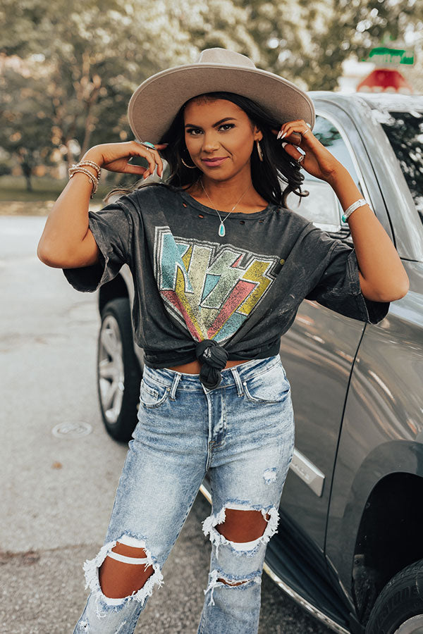 Kiss Logo Distressed Vintage-Wash Graphic Tee Image - 1