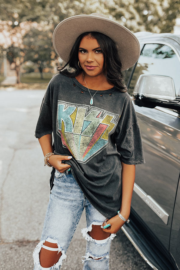 Kiss Logo Distressed Vintage-Wash Graphic Tee • Impressions Online