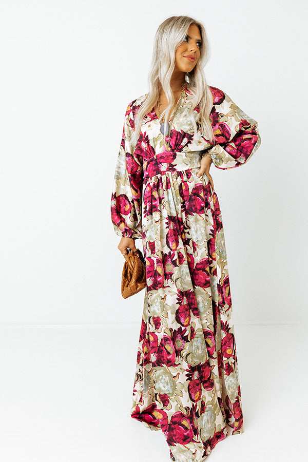 Elegant Garden Satin Maxi Image - 2