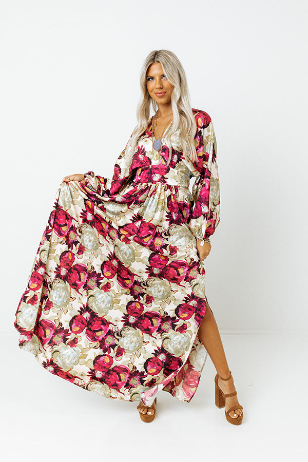 Elegant Garden Satin Maxi Image - 3