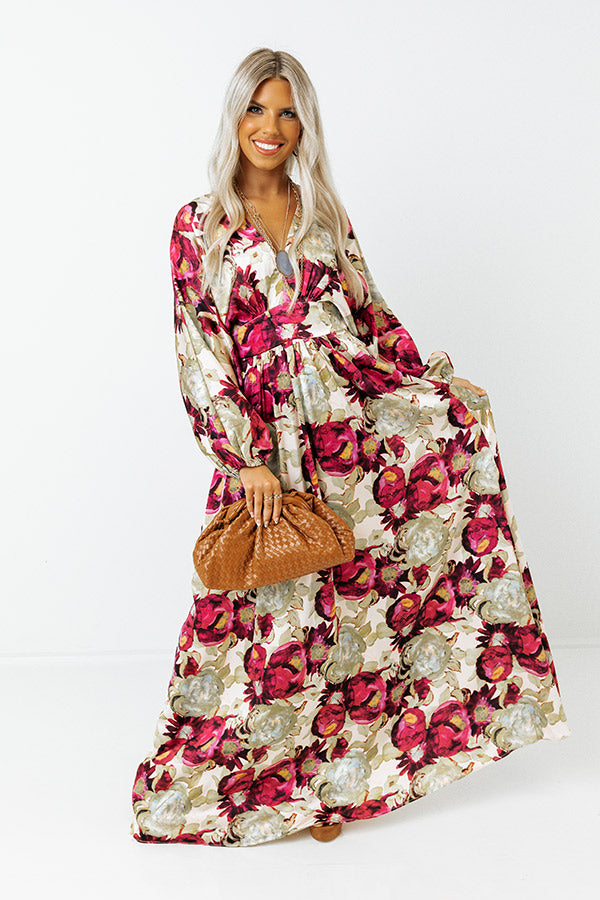 Elegant Garden Satin Maxi Image - 1