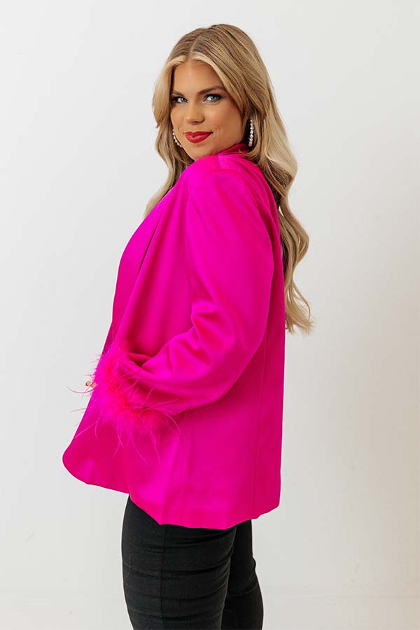 Absolutely Fabulous Feather Blazer In Fuchsia Curves Image - 5