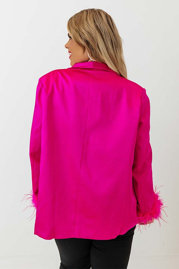 Absolutely Fabulous Feather Blazer In Fuchsia Curves Image - 4