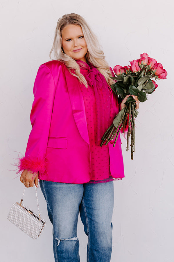 Absolutely Fabulous Feather Blazer In Fuchsia Curves Image - 1