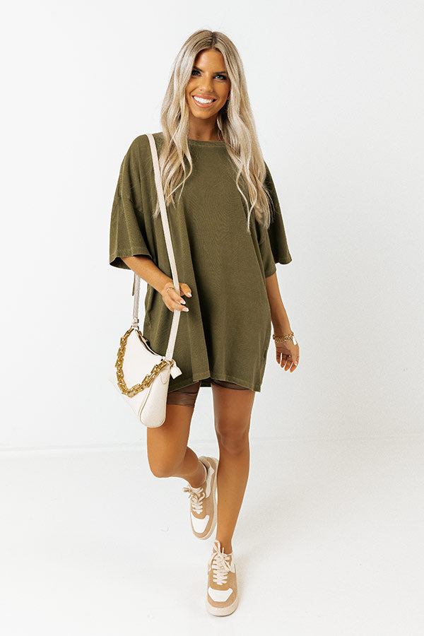 Figure Out Life Oversized Tee In Olive Image - 1