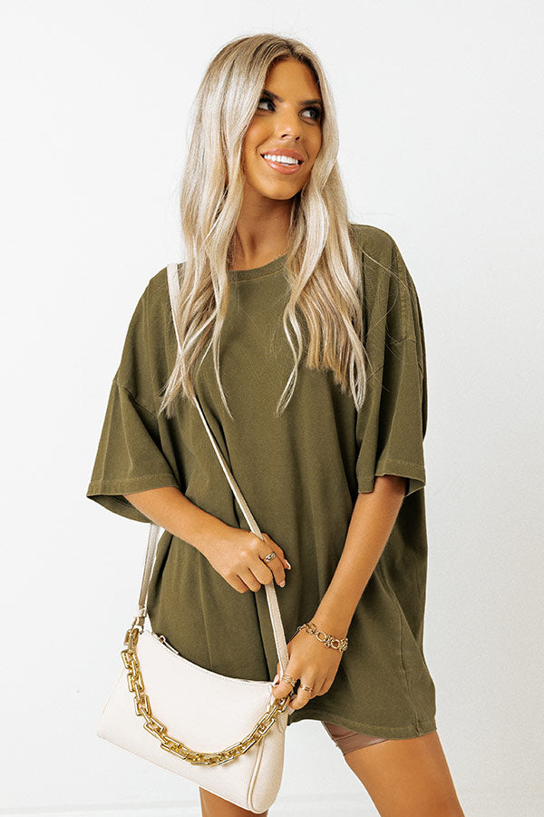 Figure Out Life Oversized Tee In Olive Image - 4