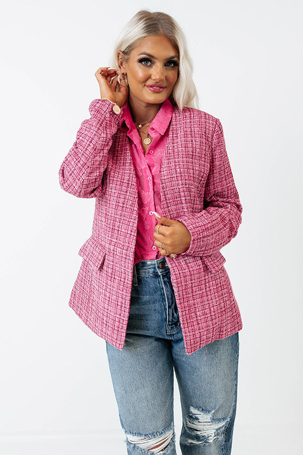 Dreaming Bigger Tweed Blazer In Pink • Impressions Online Boutique
