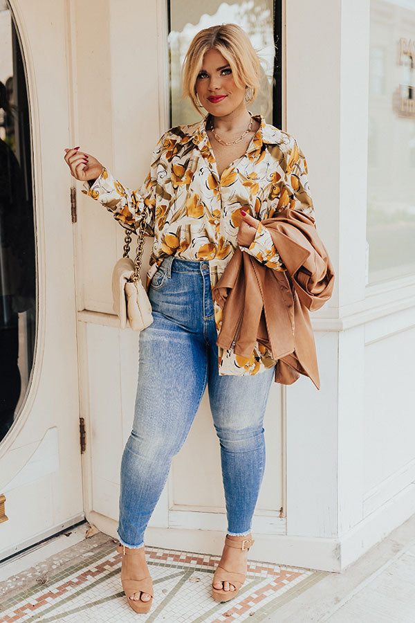 Chat With Me Satin Top In Champagne Curves Image - 1