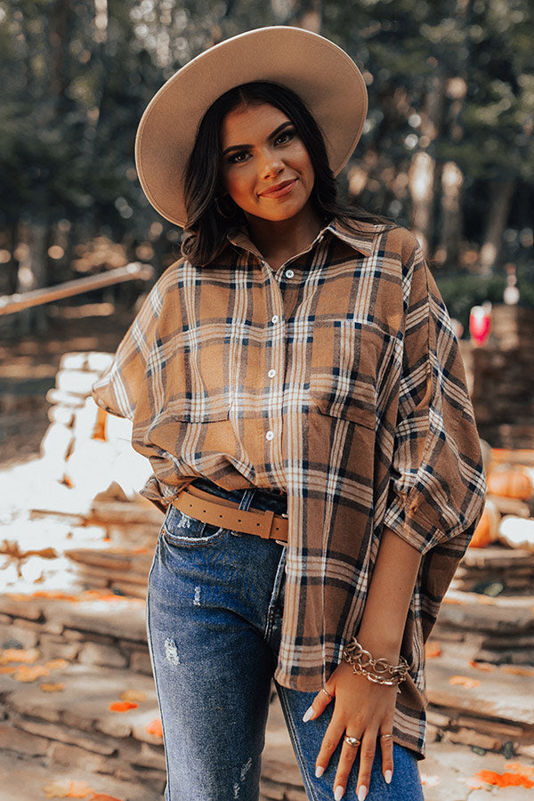 Fall Feels Oversized Plaid Button Up
