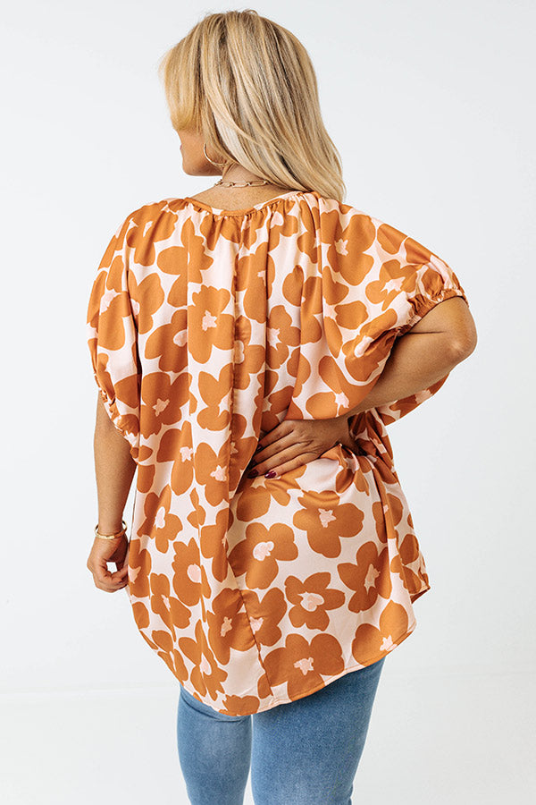 Chic A La Mode Floral Shift Top In Camel Curves Image - 4