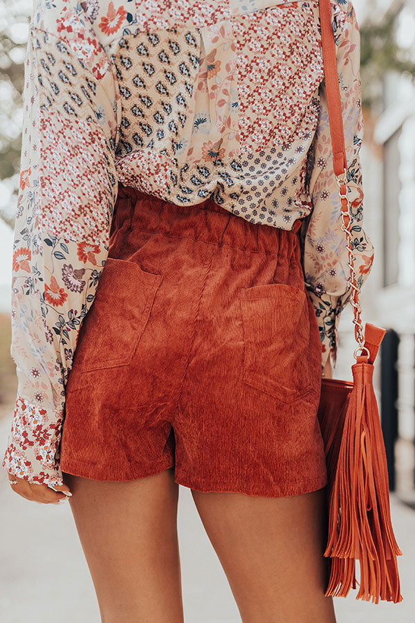 Mustard High Waisted Corduroy Shorts main image 0