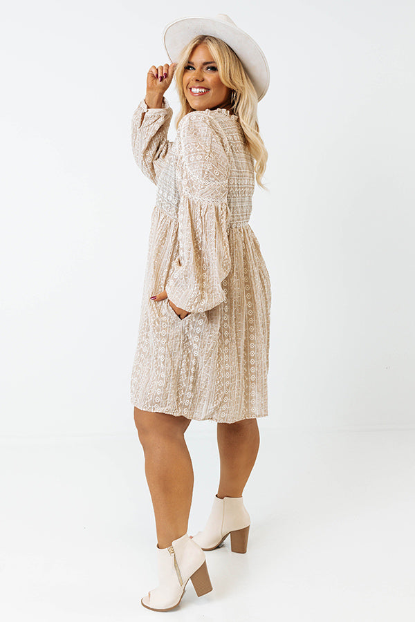 Autumn Sunset Embroidered Babydoll Dress Curves Image - 4