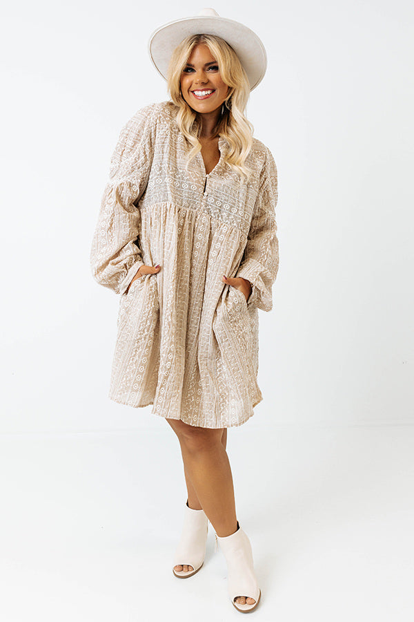 Autumn Sunset Embroidered Babydoll Dress Curves Image - 1