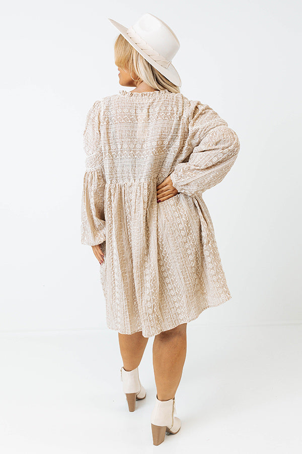 Autumn Sunset Embroidered Babydoll Dress Curves Image - 5