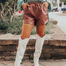 The Starry Faux Leather Shorts in Dark Cinnamon Image - 1