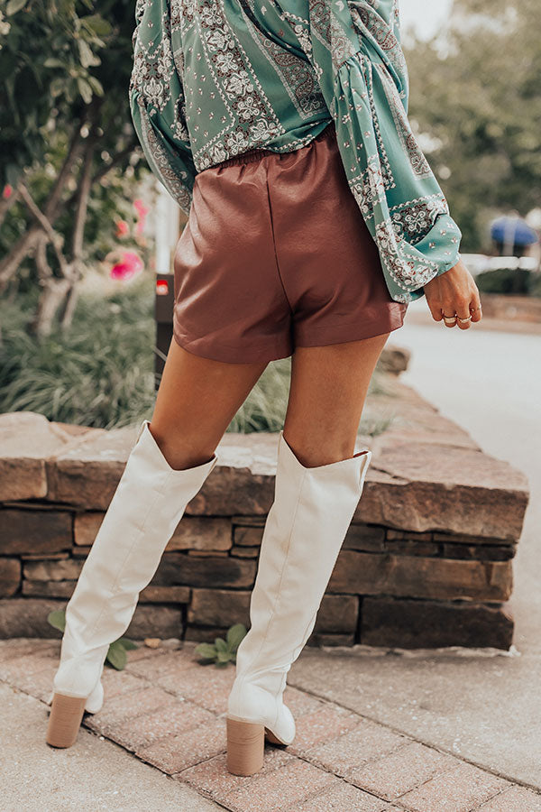 The Starry Faux Leather Shorts in Dark Cinnamon Image - 5