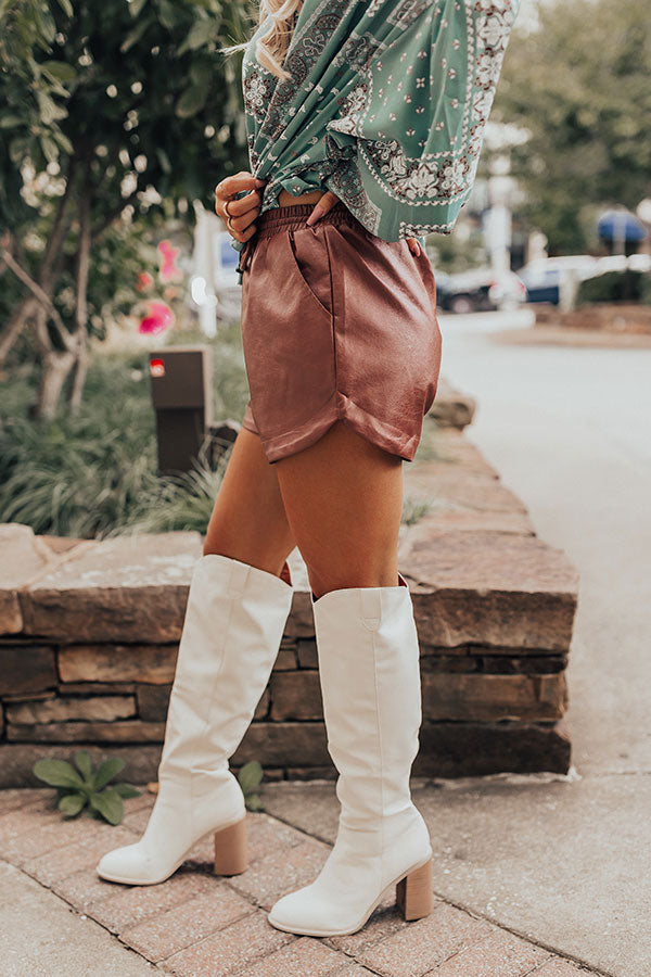 The Starry Faux Leather Shorts in Dark Cinnamon Image - 4