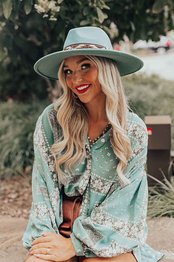 Autumn Sunshine Felt Fedora In Turquoise Image - 3