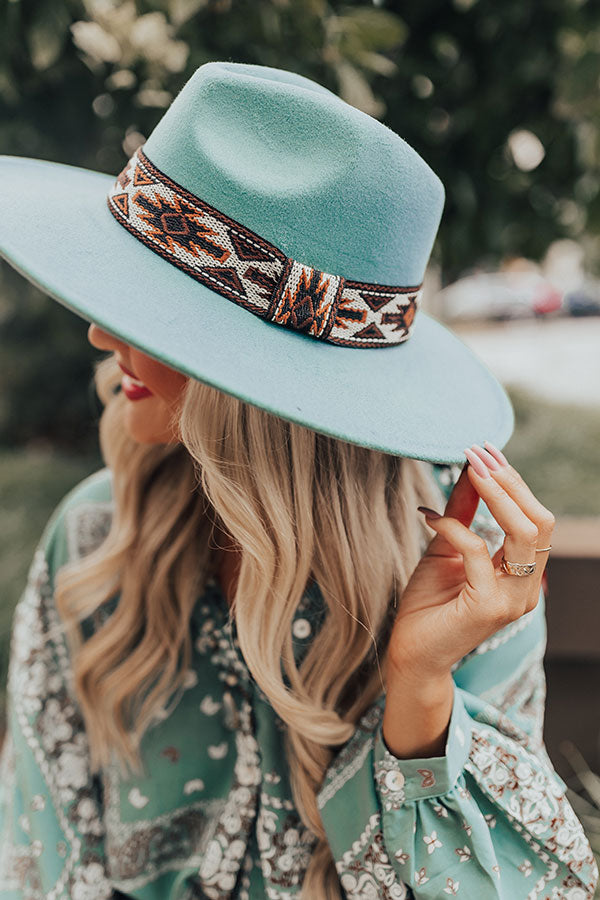 Autumn Sunshine Felt Fedora In Turquoise Image - 4