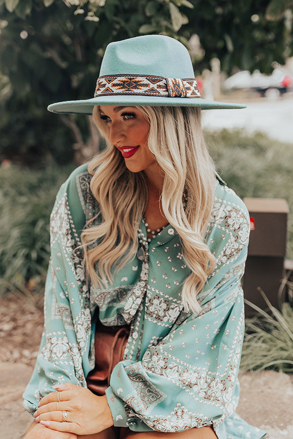 Autumn Sunshine Felt Fedora In Turquoise Image - 5