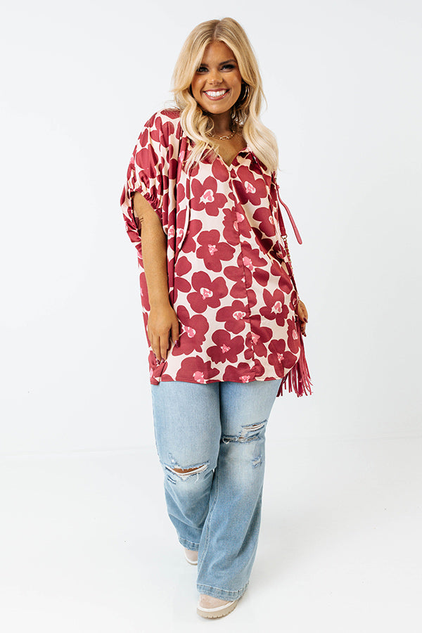 Chic A La Mode Floral Shift Top In Wine Curves Image - 1