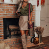 The Tobi Faux Leather Skirt in Taupe Image - 1