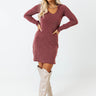 Keeping It On Brand Ribbed Dress In Wine Image - 1