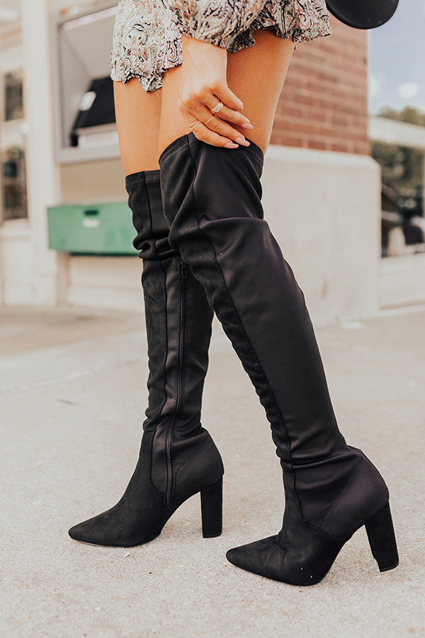 The Poston Faux Suede Thigh High Boot In Black