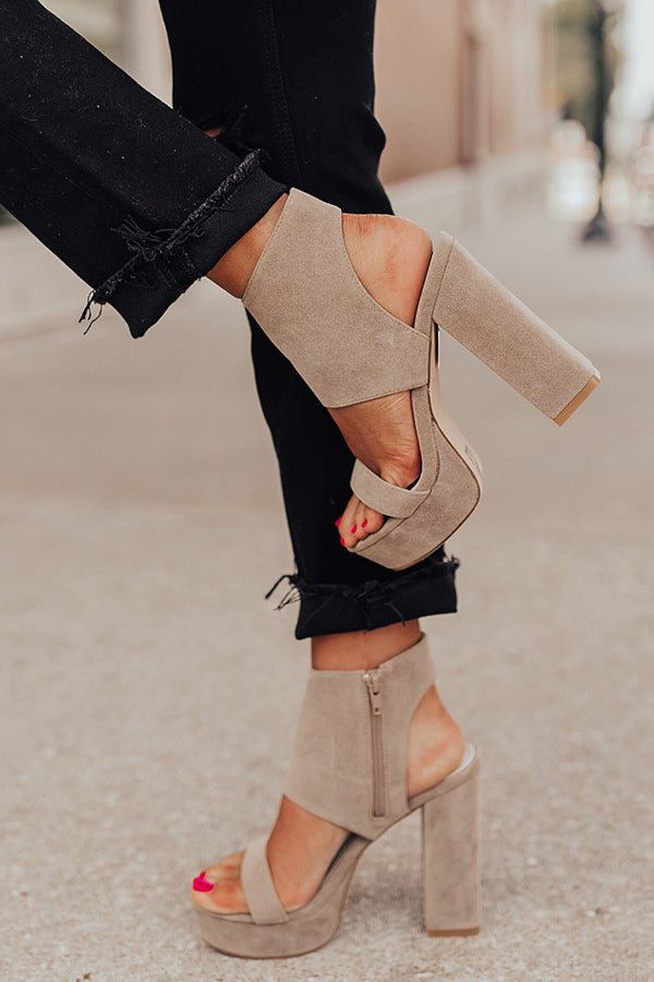 The Haynes Faux Suede Heel In Taupe – Impressions Online Boutique