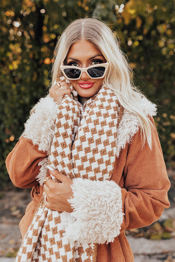 Autumn Sunshine Houndstooth Scarf In Camel Image - 3