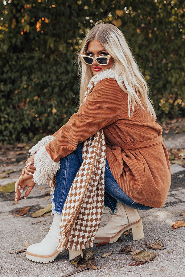 Autumn Sunshine Houndstooth Scarf In Camel Image - 2