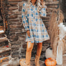 Lattes And Love Flannel Dress In Blue Image - 1
