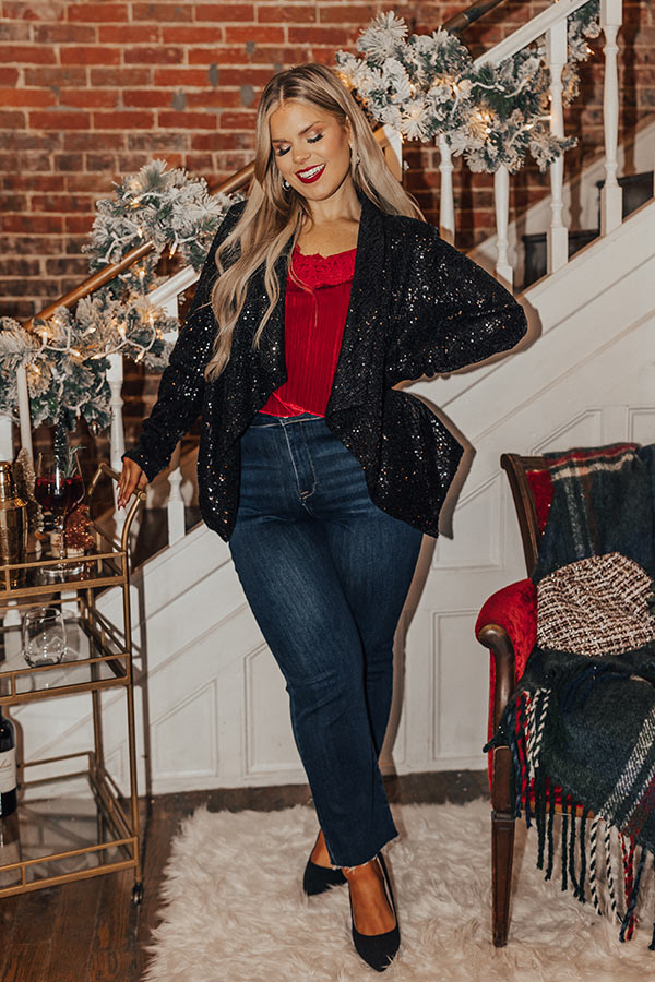 Splash Of Luxury Sequin Blazer In Black Curves Image - 5