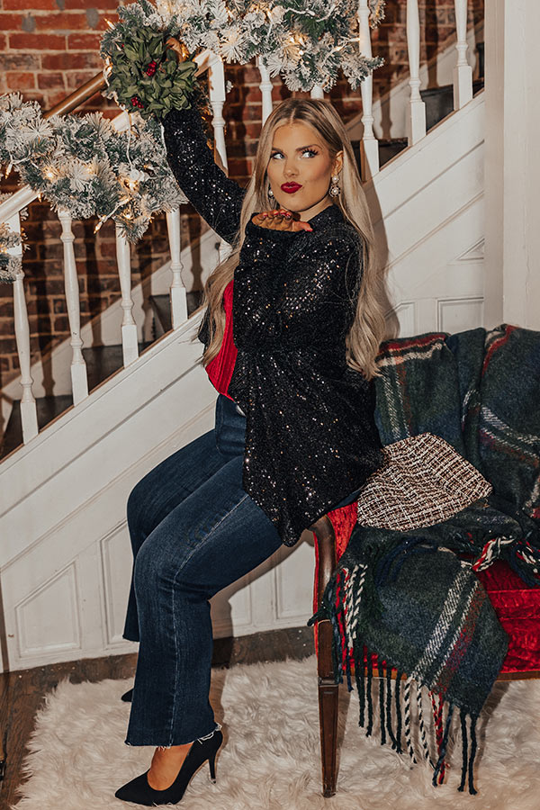 Splash Of Luxury Sequin Blazer In Black Curves Image - 1