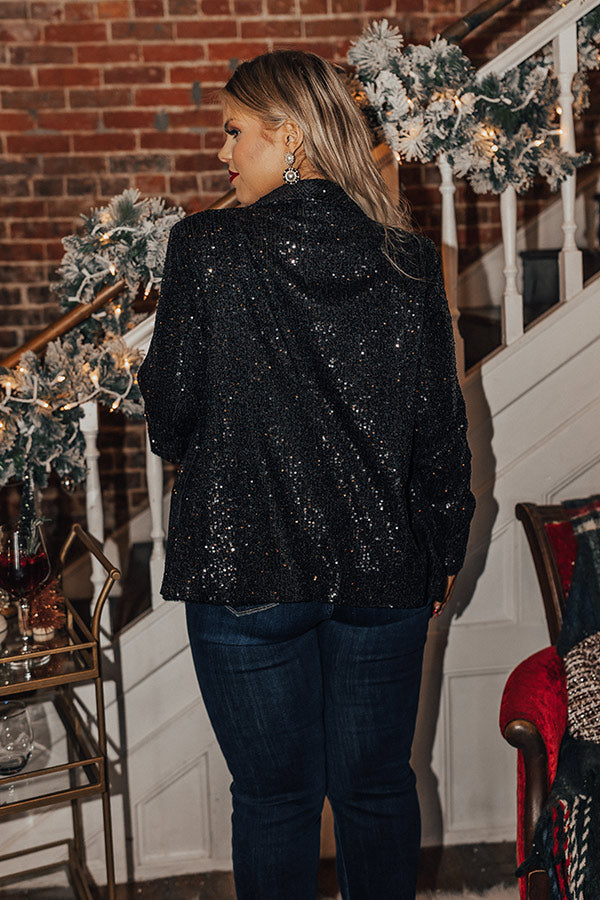 Splash Of Luxury Sequin Blazer In Black Curves Image - 4