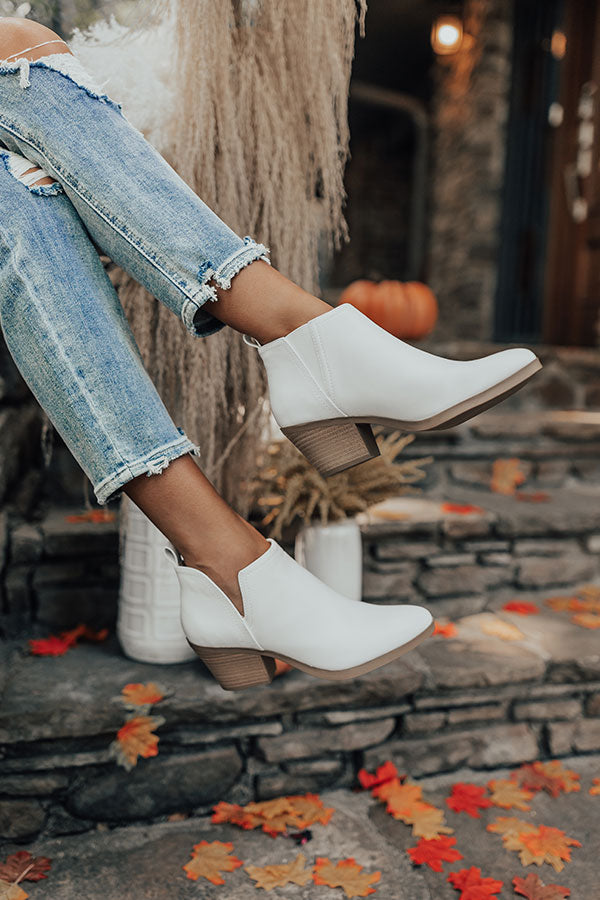 The Shawn Faux Leather Bootie In White Image - 1