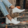 The Shawn Faux Leather Bootie In White Image - 1