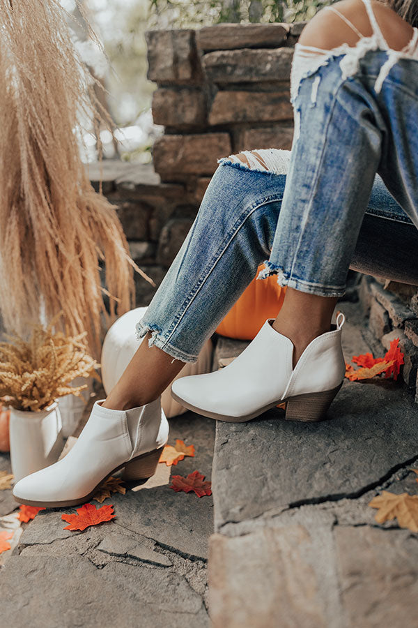 The Shawn Faux Leather Bootie In White Image - 2