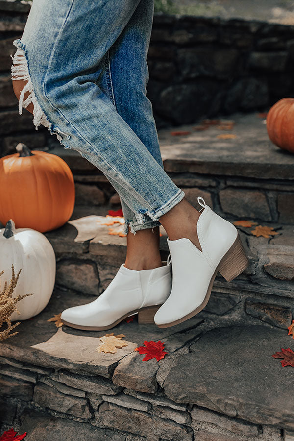 The Shawn Faux Leather Bootie In White Image - 4