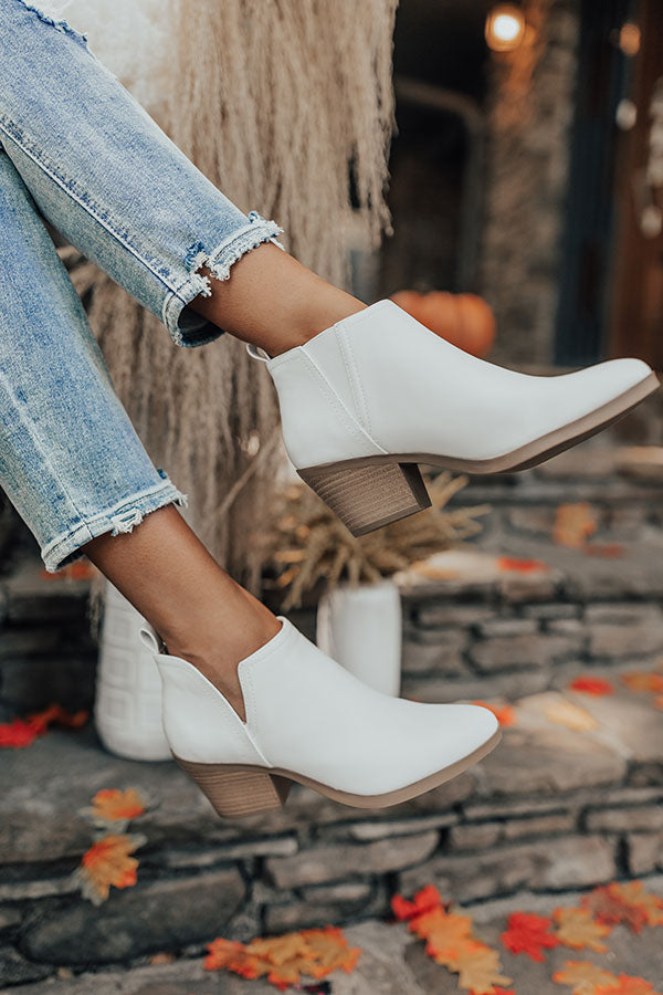 The Shawn Faux Leather Bootie In White Image - 3