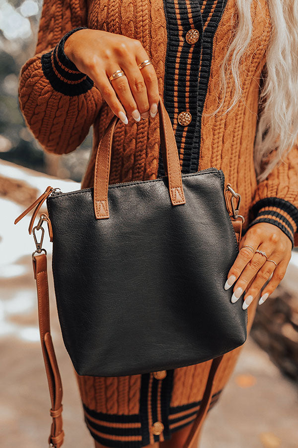 Come Pick Me Up Faux Leather Crossbody In Black Image - 2