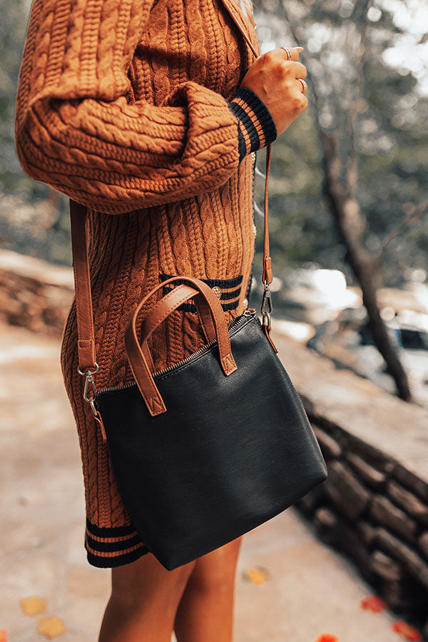 Come Pick Me Up Faux Leather Crossbody in Black