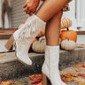The Silverado Faux Suede Fringe Boot In Ivory Image - 1