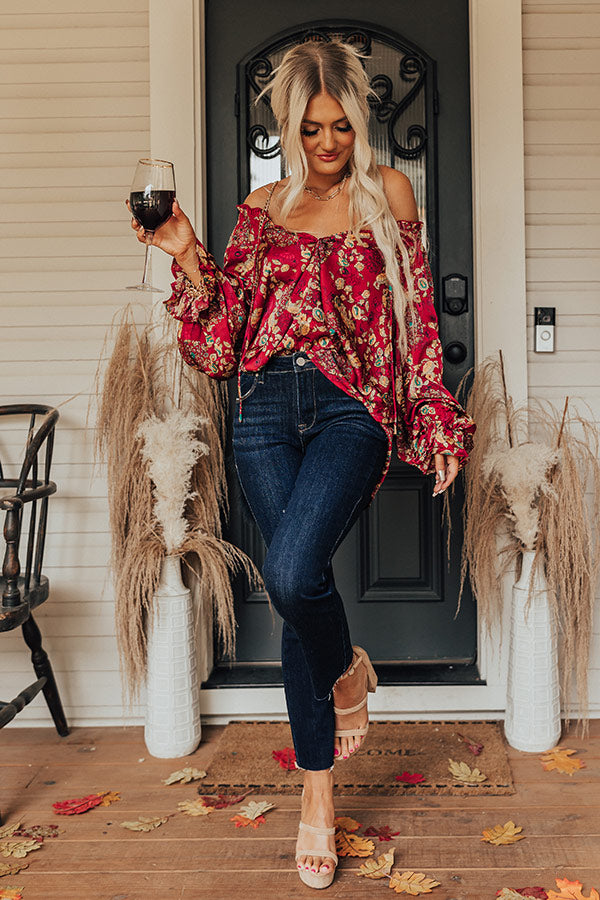 Moody Vibes Shift Top In Wine Image - 1