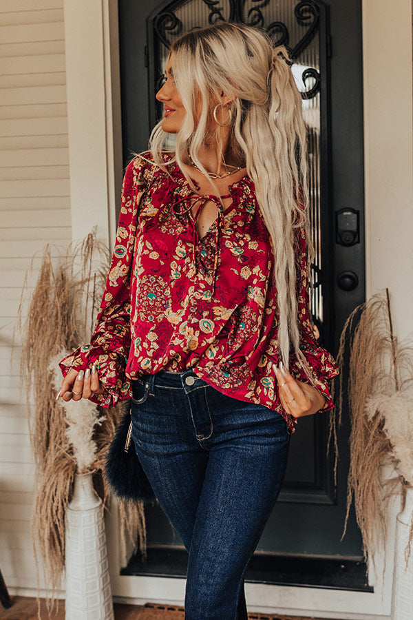 Moody Vibes Shift Top In Wine Image - 3